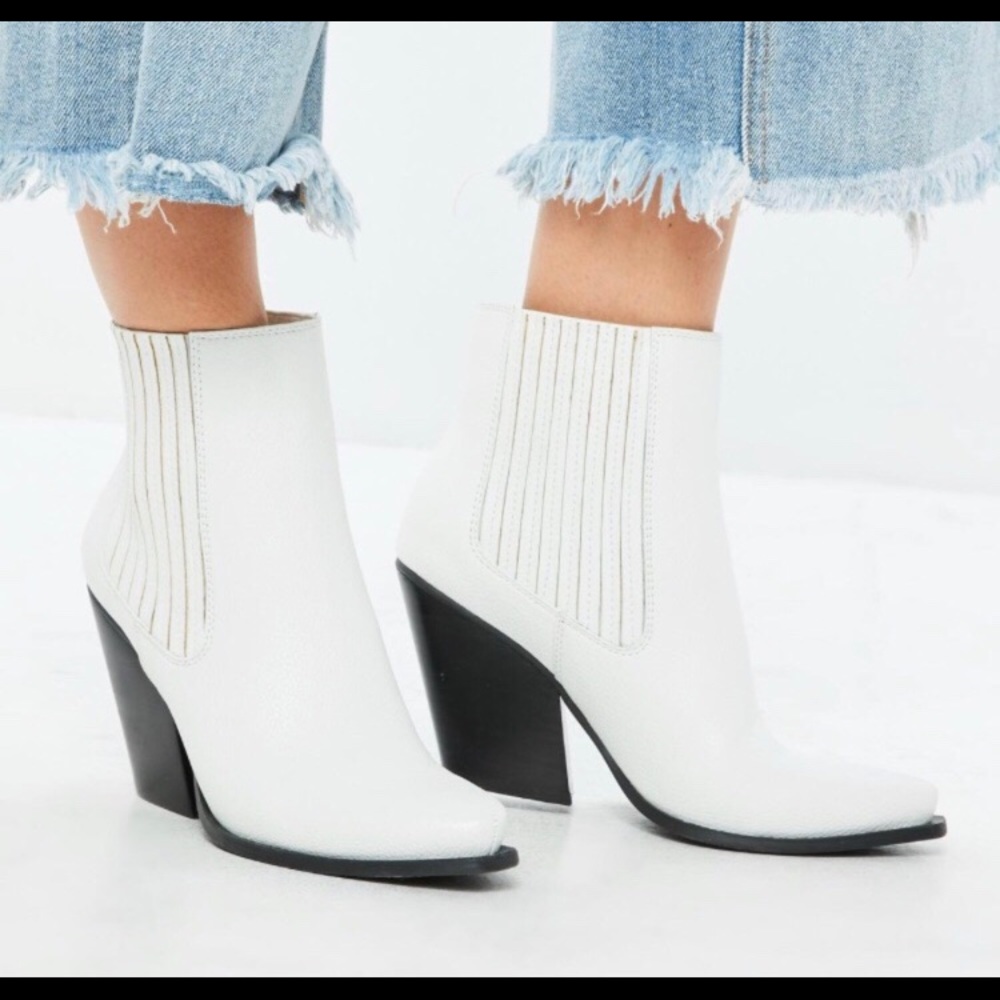 White ankle booties